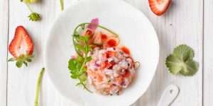 Ceviche de crevettes aux fraises