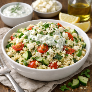 Salade de boulgour au tzatziki et feta